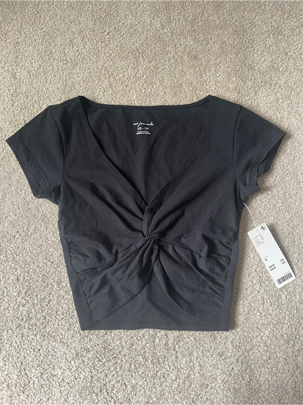 BNWT Urban Outfitters Out From Under Twist-Front Black Crop Top